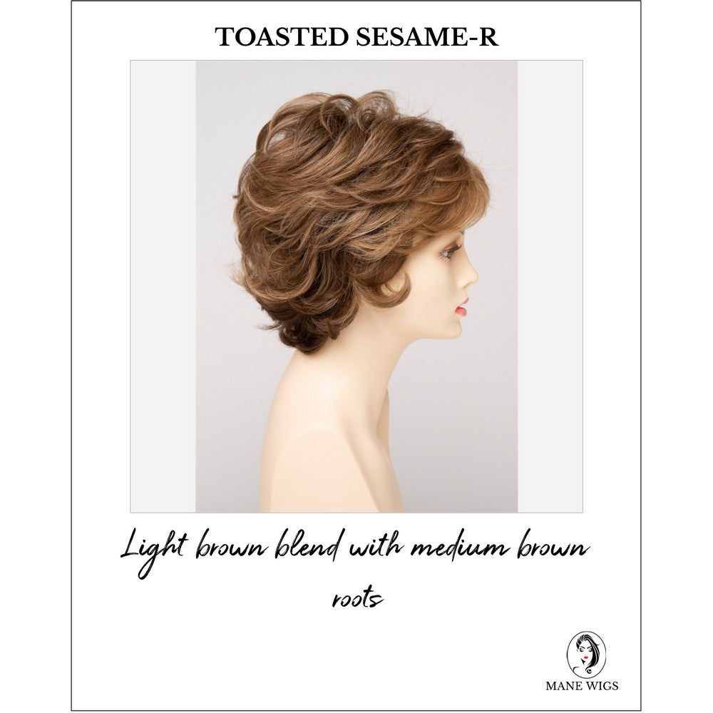Aubrey By Envy in Toasted Sesame-R-Light brown blend with medium brown roots