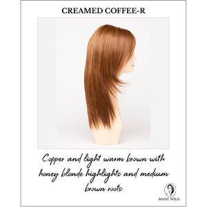 Ava By Envy in Creamed Coffee-R-Copper and light warm brown with honey blonde highlights and medium brown roots