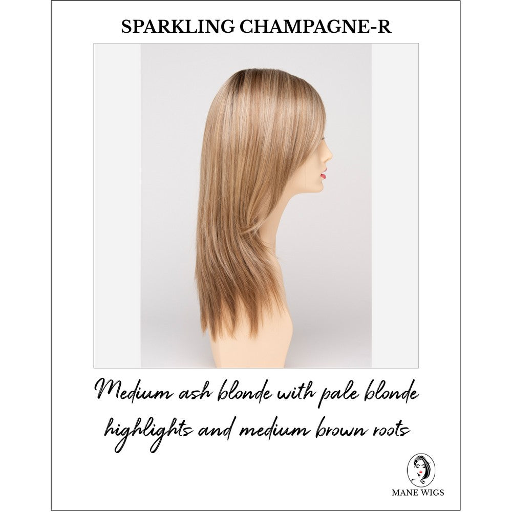 Ava By Envy in Sparkling Champagne-R-Medium ash blonde with pale blonde highlights and medium brown roots