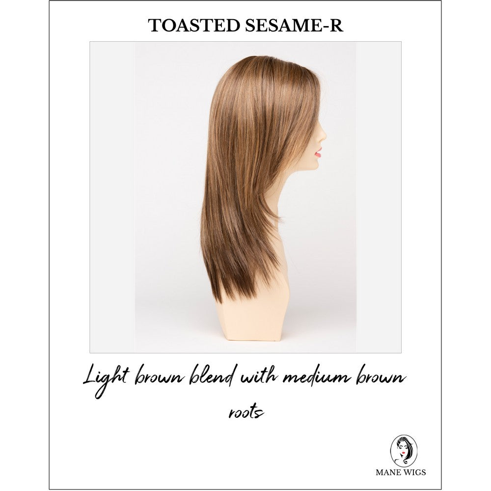 Ava By Envy in Toasted Sesame-R-Light brown blend with medium brown roots