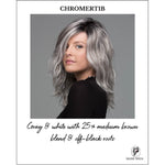 Load image into Gallery viewer, CHROMERT1B-Gray &amp; white with 25% medium brown blend &amp; off-black roots
