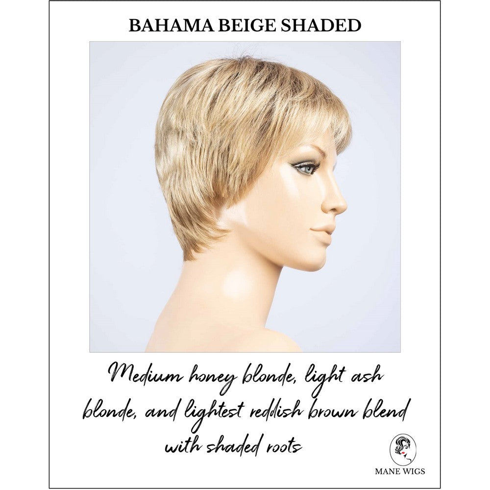Barletta Hi Mono by Ellen Wille in Bahama Beige Shaded-Medium honey blonde, light ash blonde, and lightest reddish brown blend with shaded roots