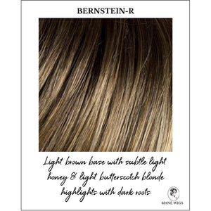 Bernstein-R-Light brown base with subtle light honey & light butterscotch blonde highlights with dark roots