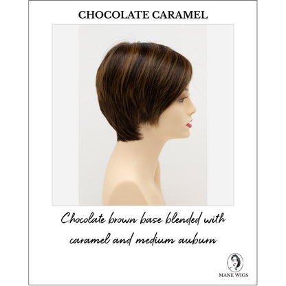 Billie wig by Envy in Chocolate Caramel-Chocolate brown base blended with caramel and medium auburn