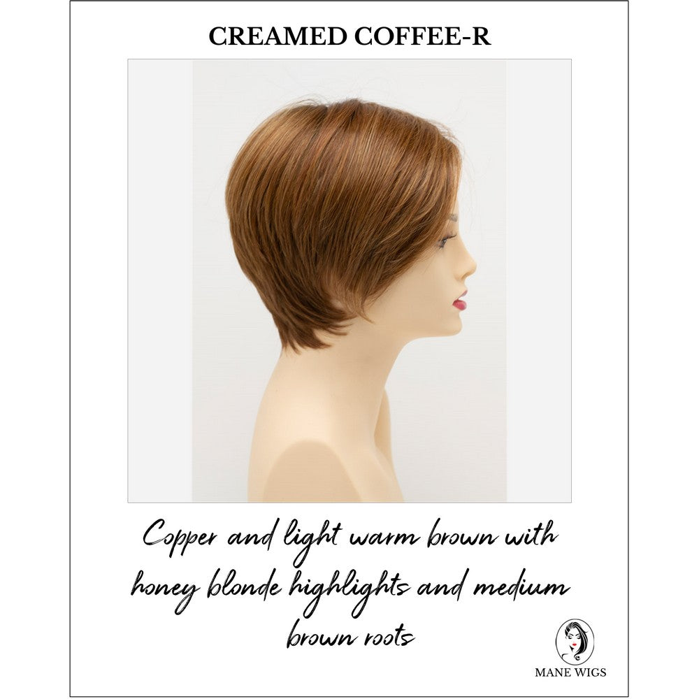 Billie wig by Envy in Creamed Coffee-R-Copper and light warm brown with honey blonde highlights and medium brown roots