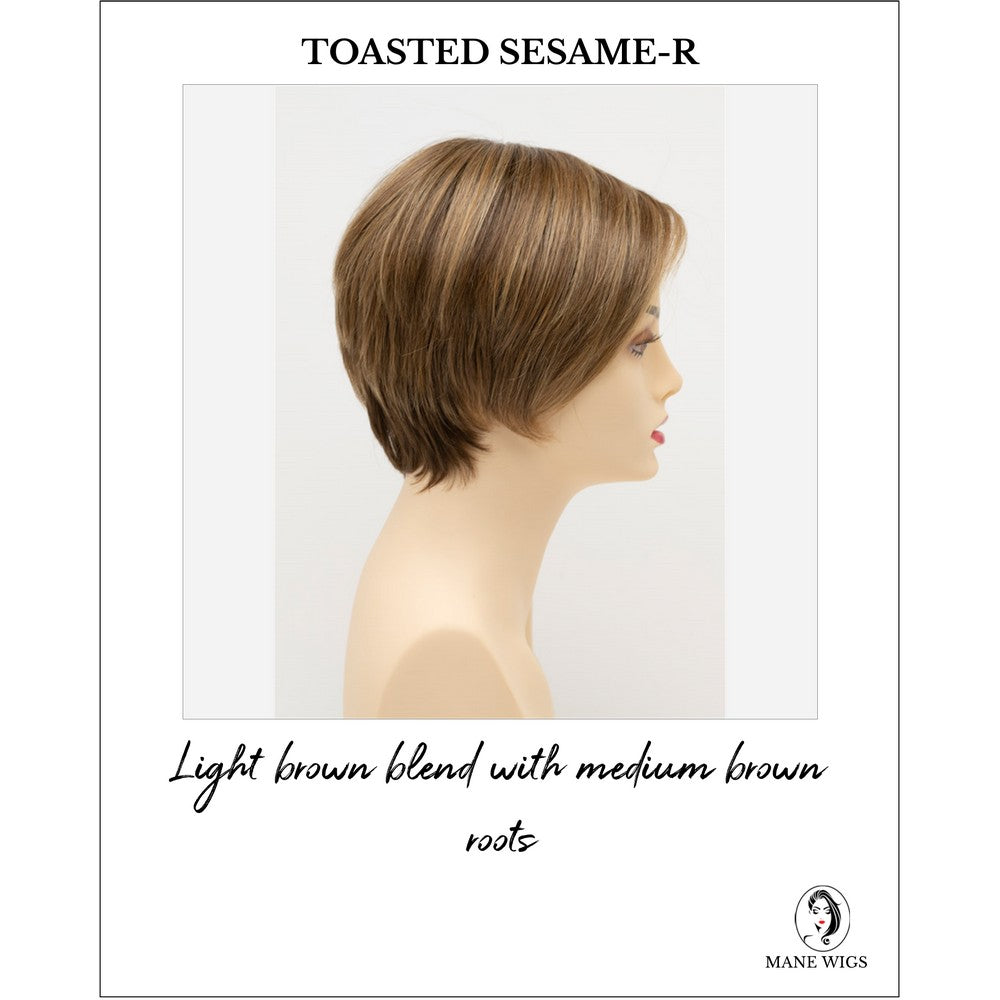 Billie wig by Envy in Toasted Sesame-R-Light brown blend with medium brown roots