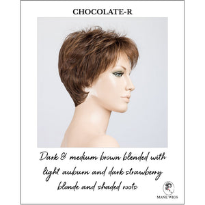 Bliss by Ellen Wille in Chocolate-R-Dark & medium brown blended with light auburn and dark strawberry blonde and shaded roots