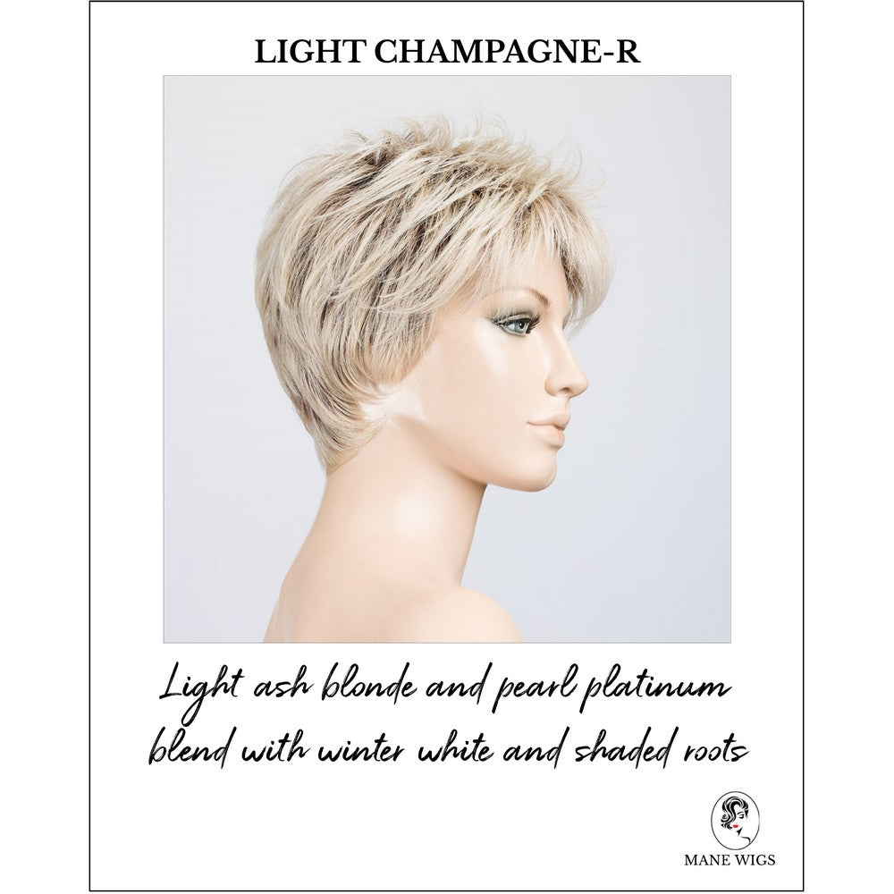 Bliss by Ellen Wille in Light Champagne-R-Light ash blonde and pearl platinum blend with winter white and shaded roots