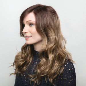 Mochaccino-LR-Long-rooted dark with light brown base and strawberry blonde highlights