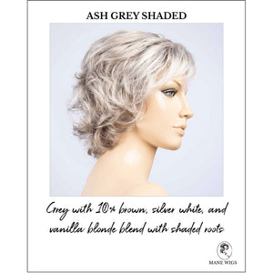 Cesana by Ellen Wille in Ash Grey Shaded-Grey with 10% brown, silver white, and vanilla blonde blend with shaded roots