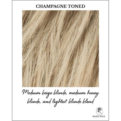 Champagne Toned-Medium beige blonde, medium honey blonde, and lightest blonde blend