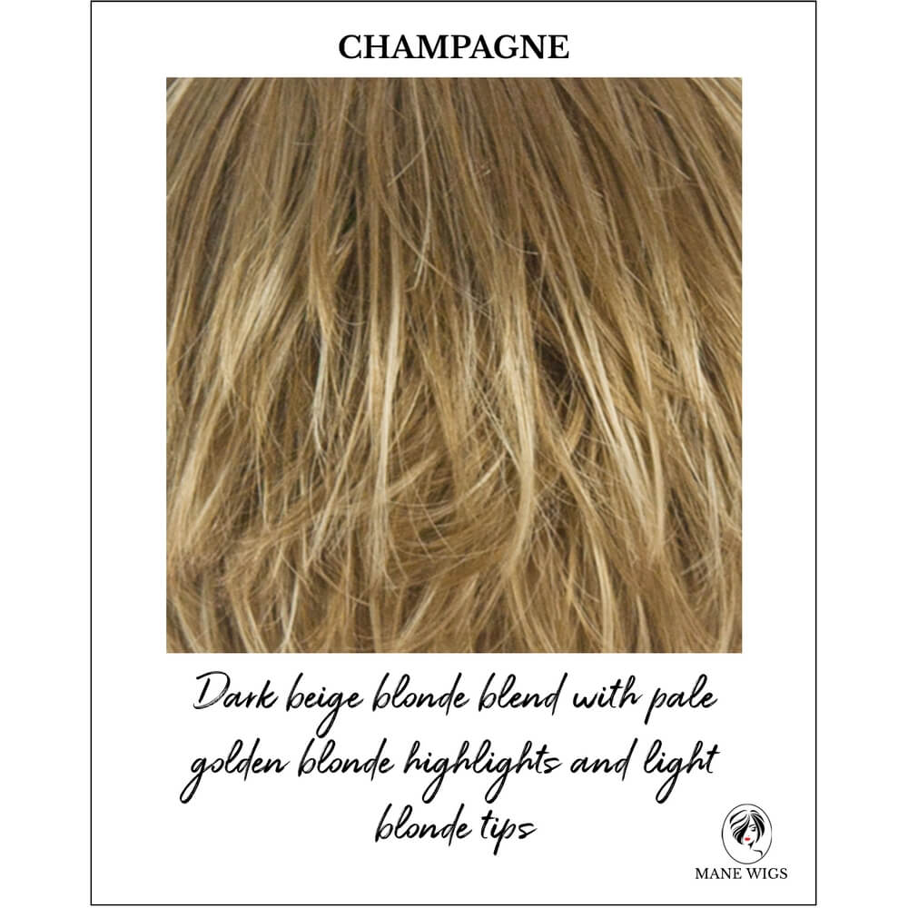 Champagne-Dark beige blonde blend with pale golden blonde highlights and light blonde tips