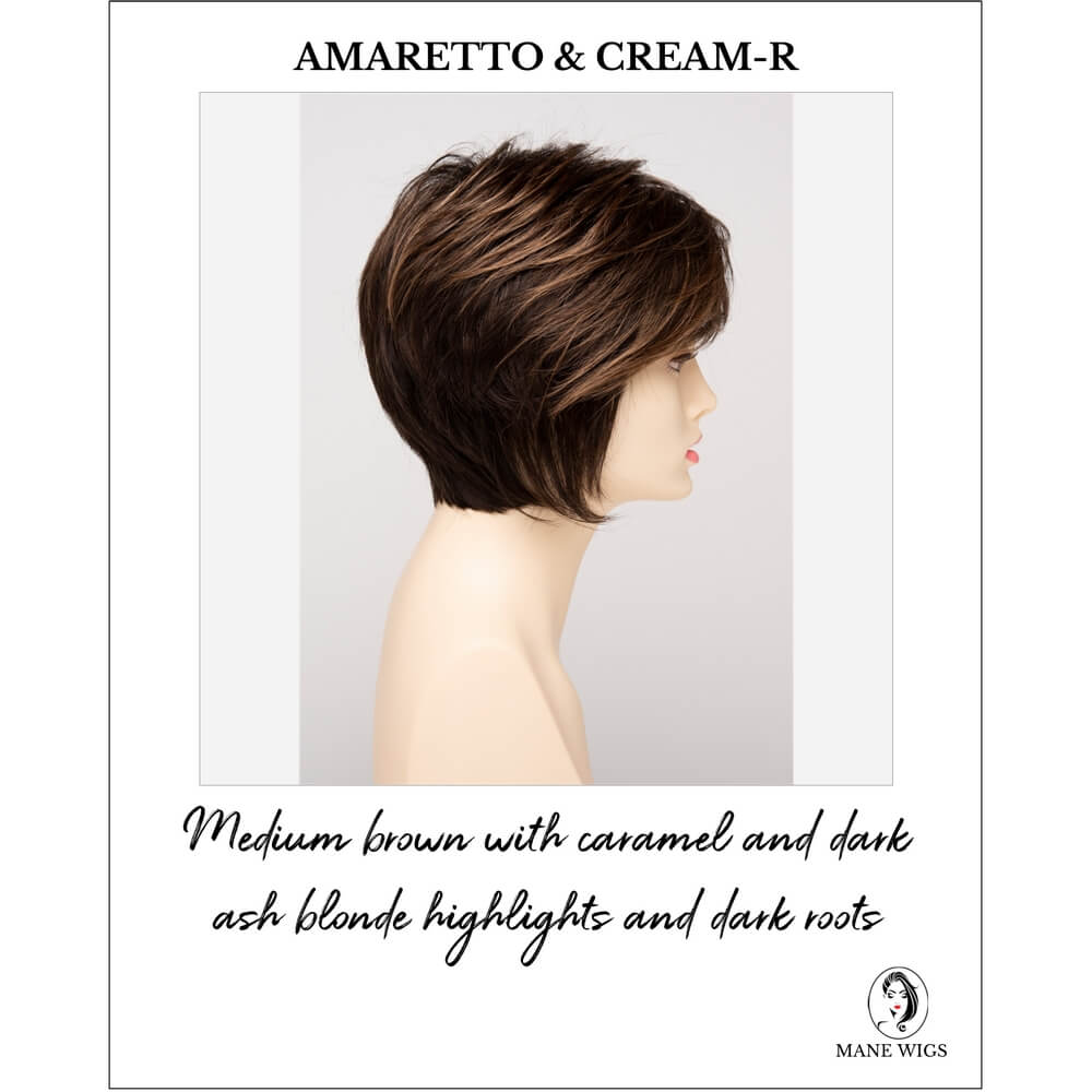 Amaretto & Cream-R-Medium brown with caramel and dark ash blonde highlights