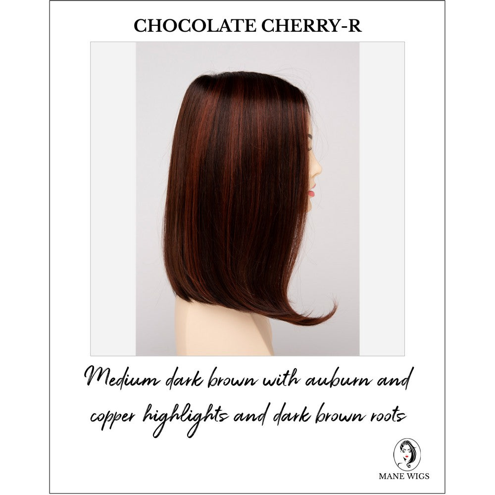 Chelsea By Envy in Chocolate Cherry-R-Medium dark brown with auburn and copper highlights and dark brown roots