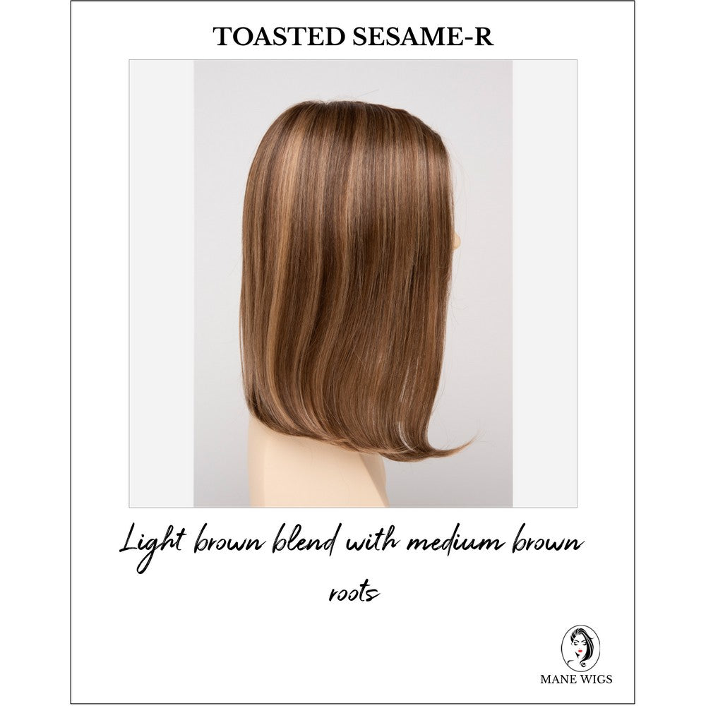 Chelsea By Envy in Toasted Sesame-R-Light brown blend with medium brown roots