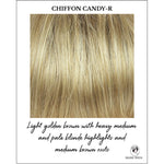 Load image into Gallery viewer, Chiffon Candy-R-Light golden brown with heavy medium and pale blonde highlights and medium brown roots
