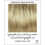 Load image into Gallery viewer, Chiffon Candy-Rooted-Light golden brown with heavy medium and pale blonde highlights and medium brown roots
