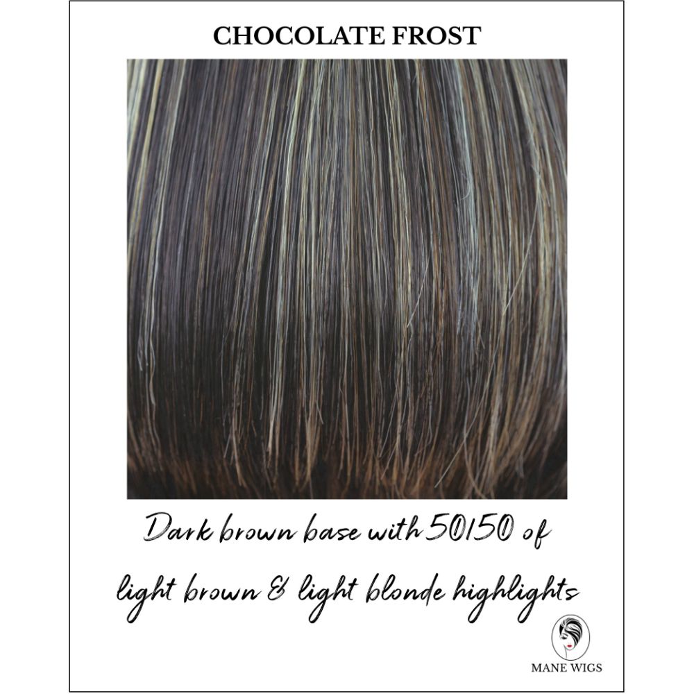 Chocolate Frost-Dark brown base with 50/50 of light brown & light blonde highlights