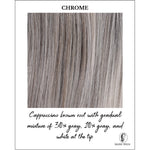 Load image into Gallery viewer, Chrome-Cappuccino brown root with gradual mixture of 30% gray, 10% gray, and white at the tip
