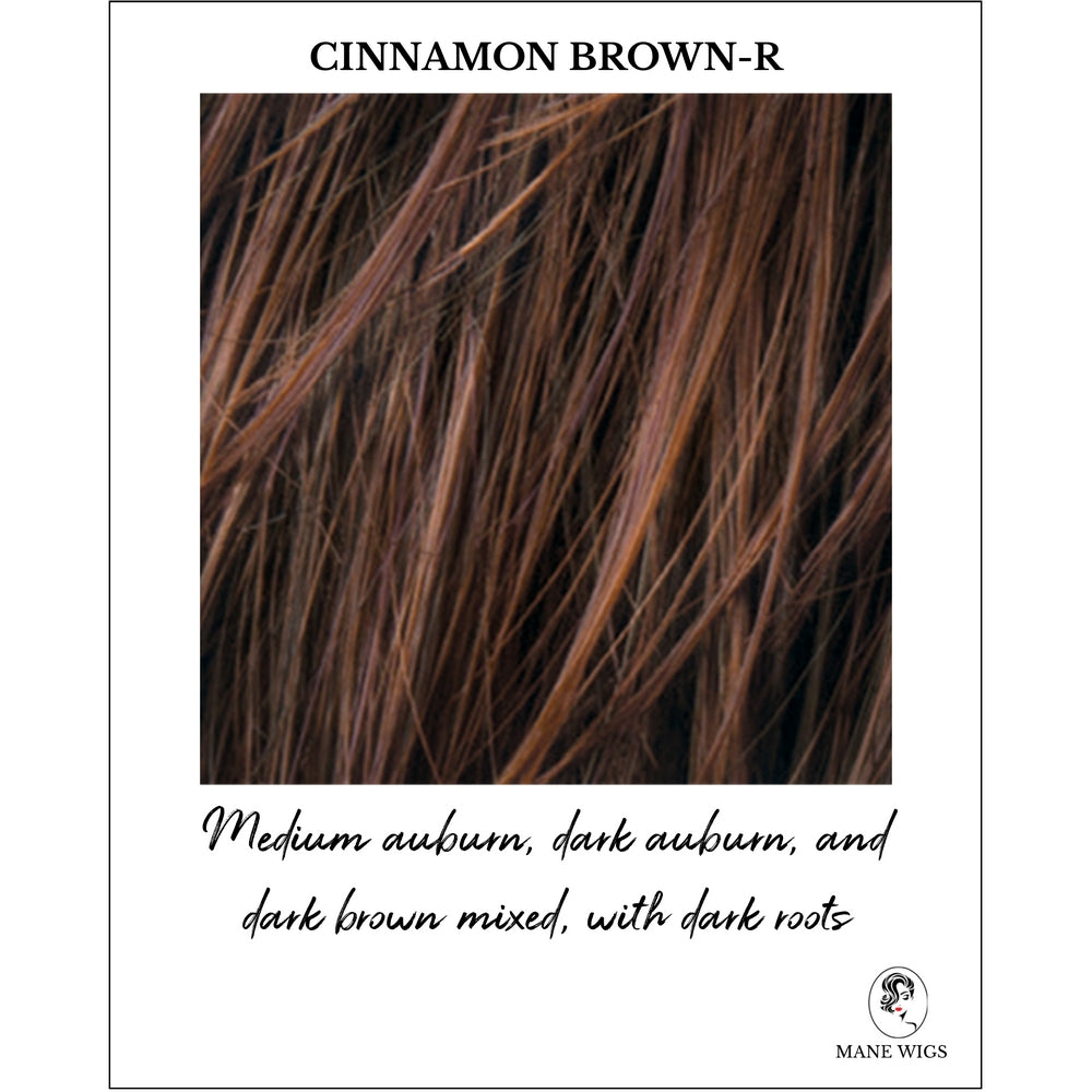 Cinnamon Brown-R-Medium auburn, dark auburn, and dark brown mixed, with dark roots