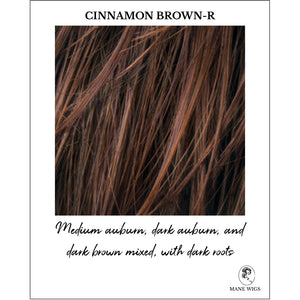 Cinnamon Brown-R-Medium auburn, dark auburn, and dark brown mixed, with dark roots