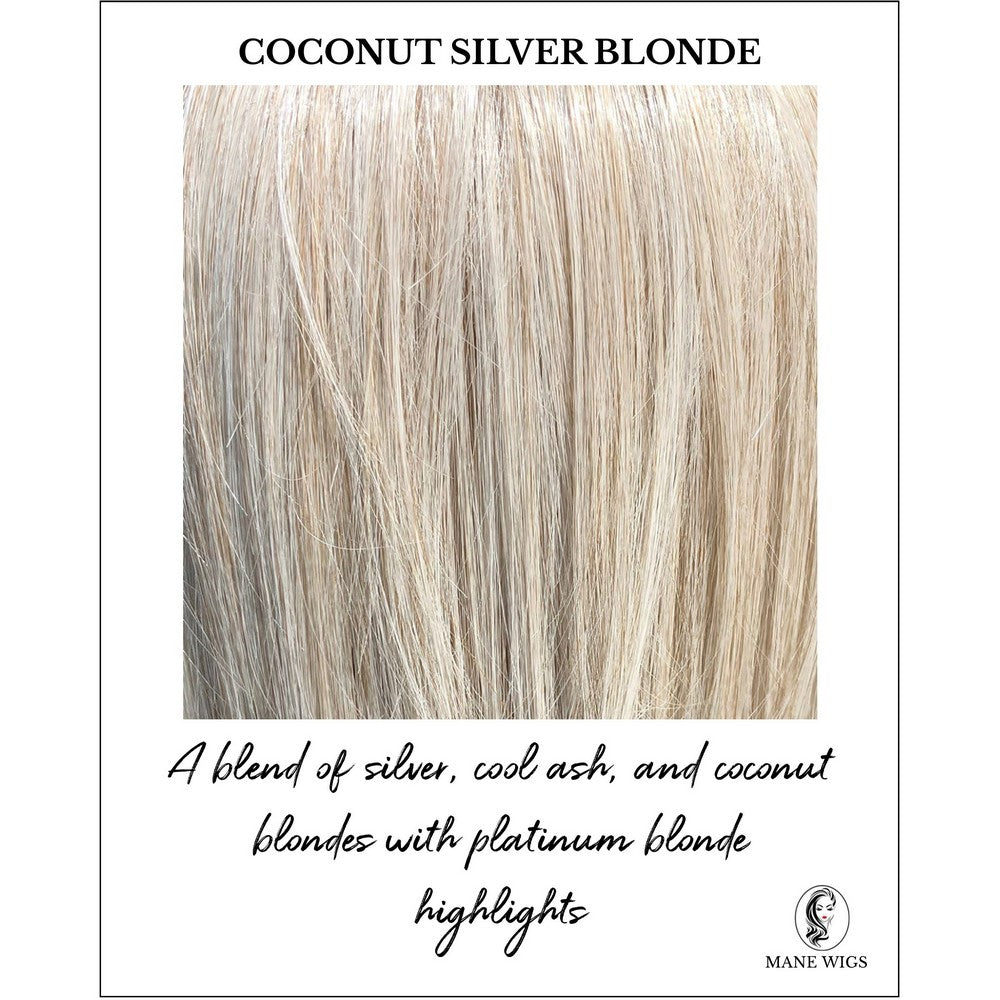 Coconut Silver Blonde-A blend of silver, cool ash, and coconut blondes with platinum blonde highlights