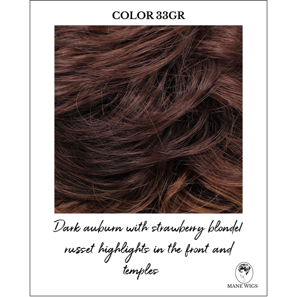 COLOR 33GR-Dark auburn with strawberry blonde/russet highlights in the front and temples