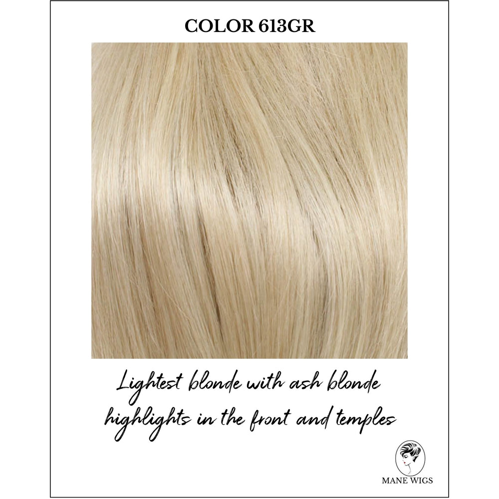 COLOR 613GR-Lightest blonde with ash blonde highlights in the front and temples