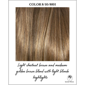 COLOR 8/10/88H-Light chestnut brown and medium golden brown blend with light blonde highlights