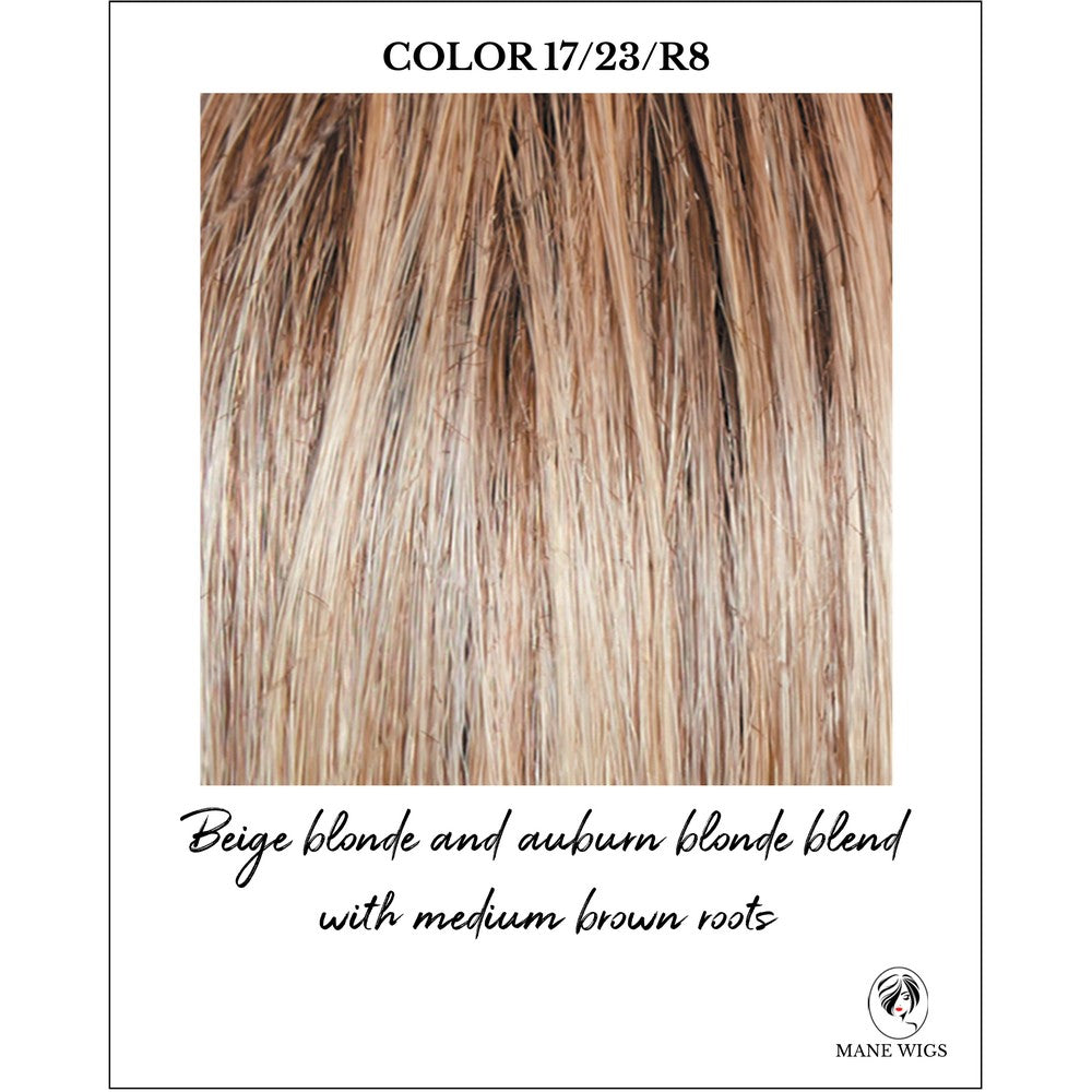 17/23/R8-Beige blonde auburn blonde blend with medium brown roots