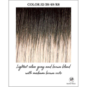 52/38/49/R8-Lightest silver gray blend with medium brown roots