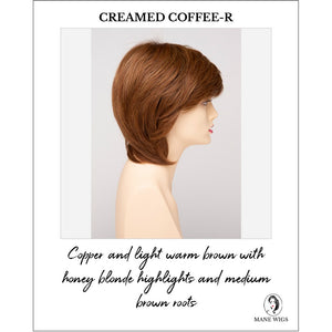 Coti By Envy in Creamed Coffee-R-Copper and light warm brown with honey blonde highlights and medium brown roots