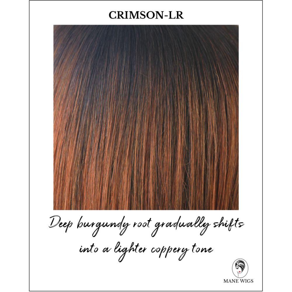 Crimson-LR-Deep burgundy root gradually shifts into a lighter coppery tone