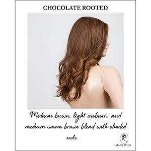 Diva in Chocolate Rooted-Medium brown, light auburn, and medium warm brown blend with shaded roots