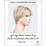Load image into Gallery viewer, Elan in Light Champagne Rooted-Light beige blonde, medium honey blonde, and platinum blonde blend with dark roots
