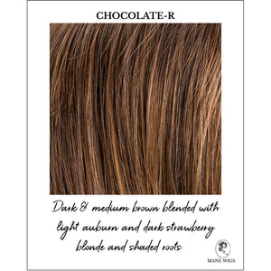 En Vogue by Ellen Wille in Chocolate-R-Dark & medium brown blended with light auburn and dark strawberry blonde and shaded roots