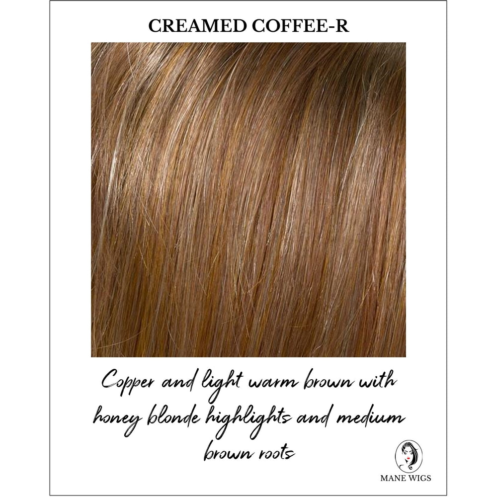 Creamed Coffee-R-Copper and light warm brown with honey blonde highlights and medium brown roots