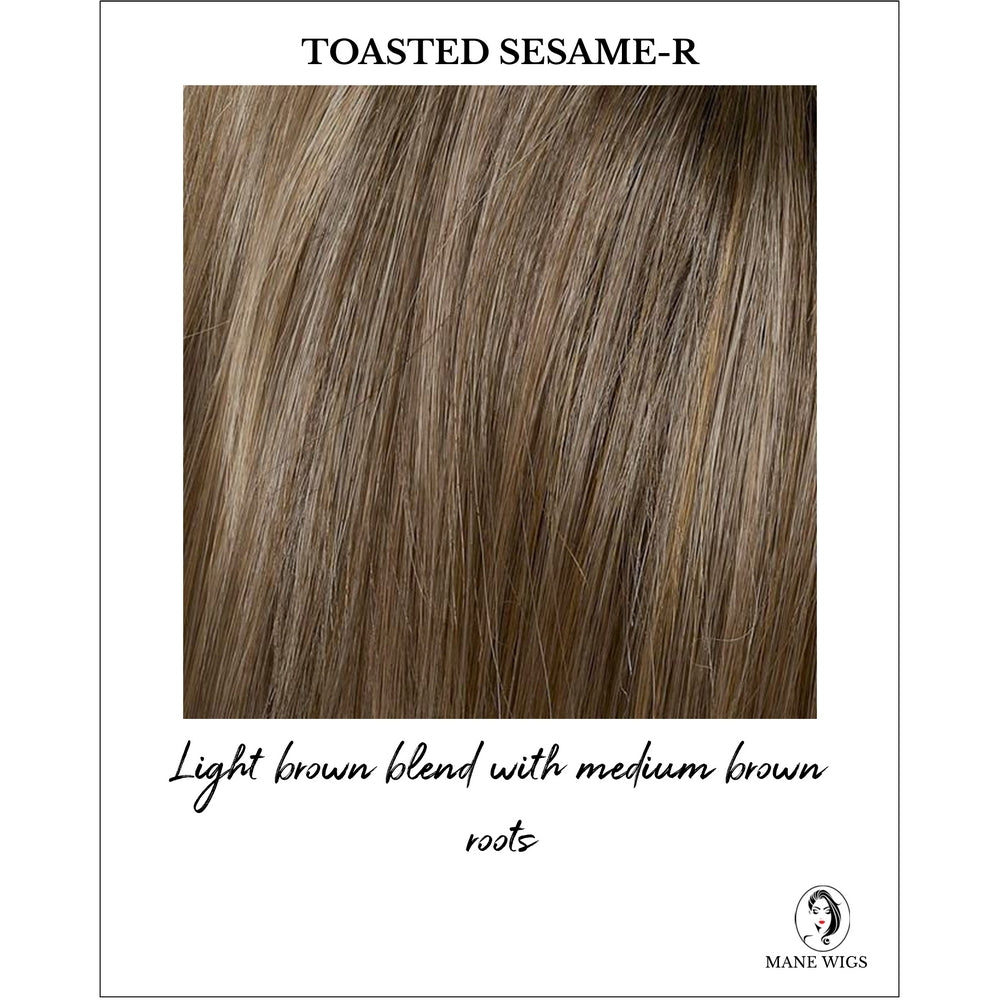 Fiona By Envy in Toasted Sesame-R-Light brown blend with medium brown roots