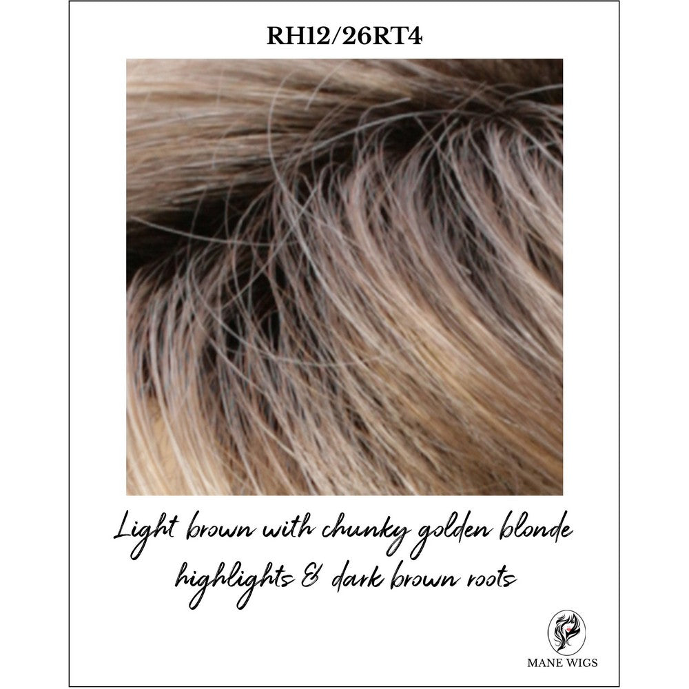RH12/26RT4-Light brown with chunky golden blonde highlights & dark brown roots
