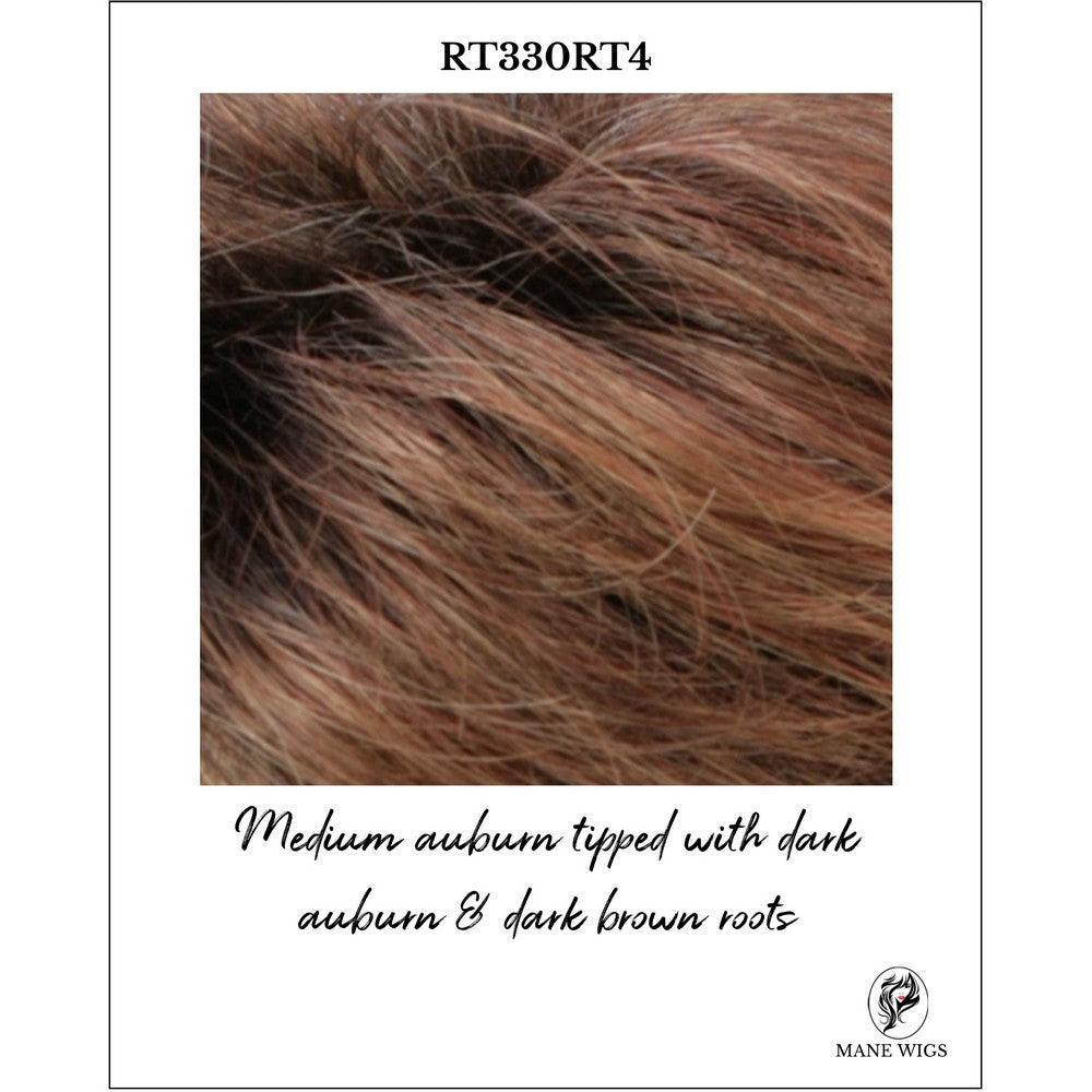 RT330RT4-Medium auburn tipped with dark auburn & dark brown roots