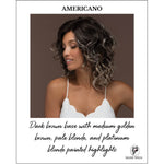 Load image into Gallery viewer, AMERICANO-Dark brown base with medium golden brown, pale blonde, and platinum blonde painted highlights
