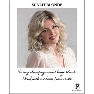 SUNLIT BLONDE-Sunny champagne and beige blonde blend with medium brown roots