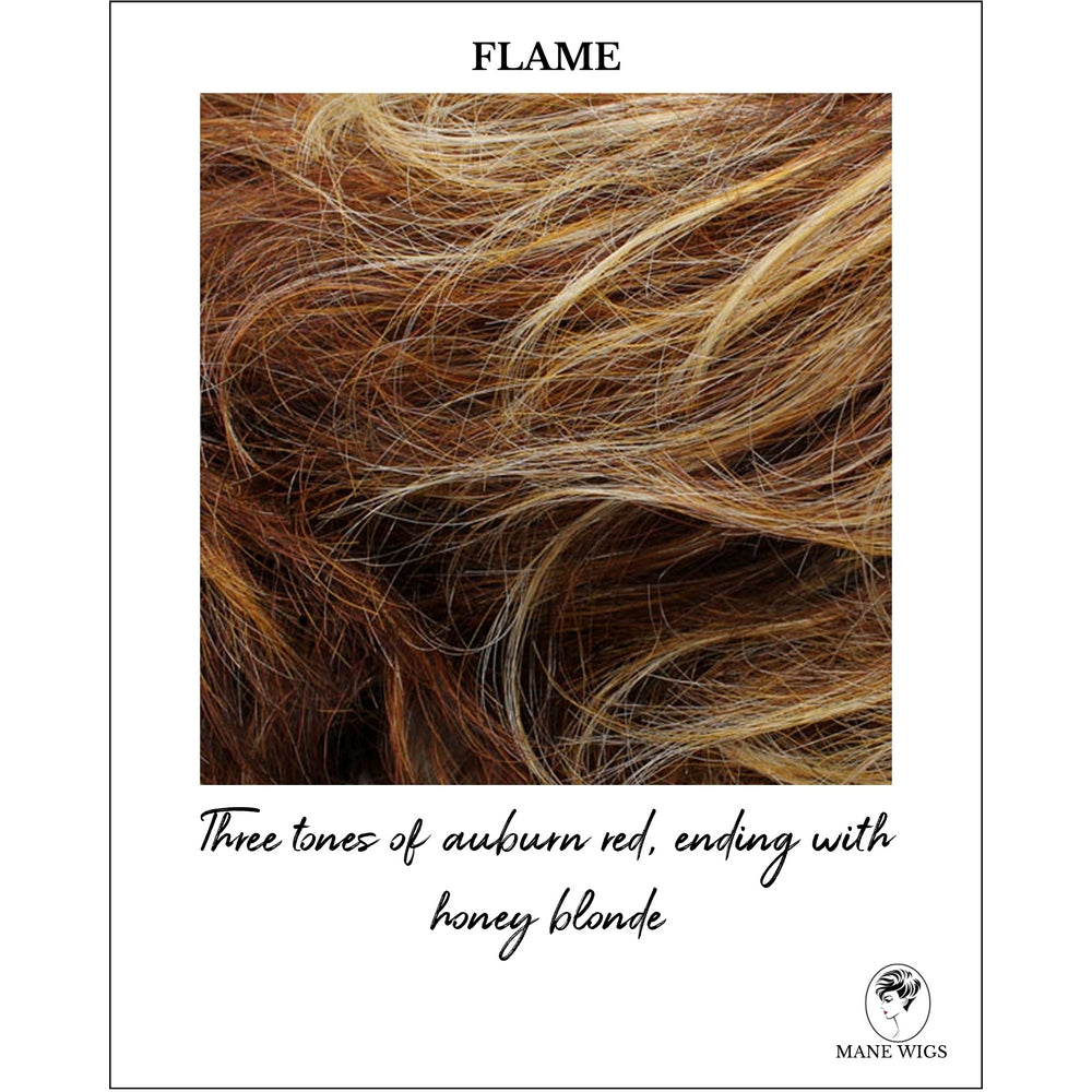 Flame-Three tones of auburn red, ending with honey blonde
