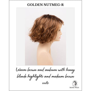 Gia by Envy in Golden Nutmeg-R-Warm brown and auburn with honey blonde highlights and medium brown roots