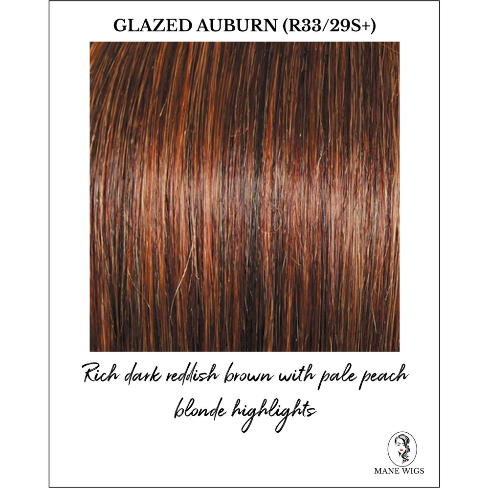 Glazed Auburn (R33/29S+)-Rich dark reddish brown with pale peach blonde highlights