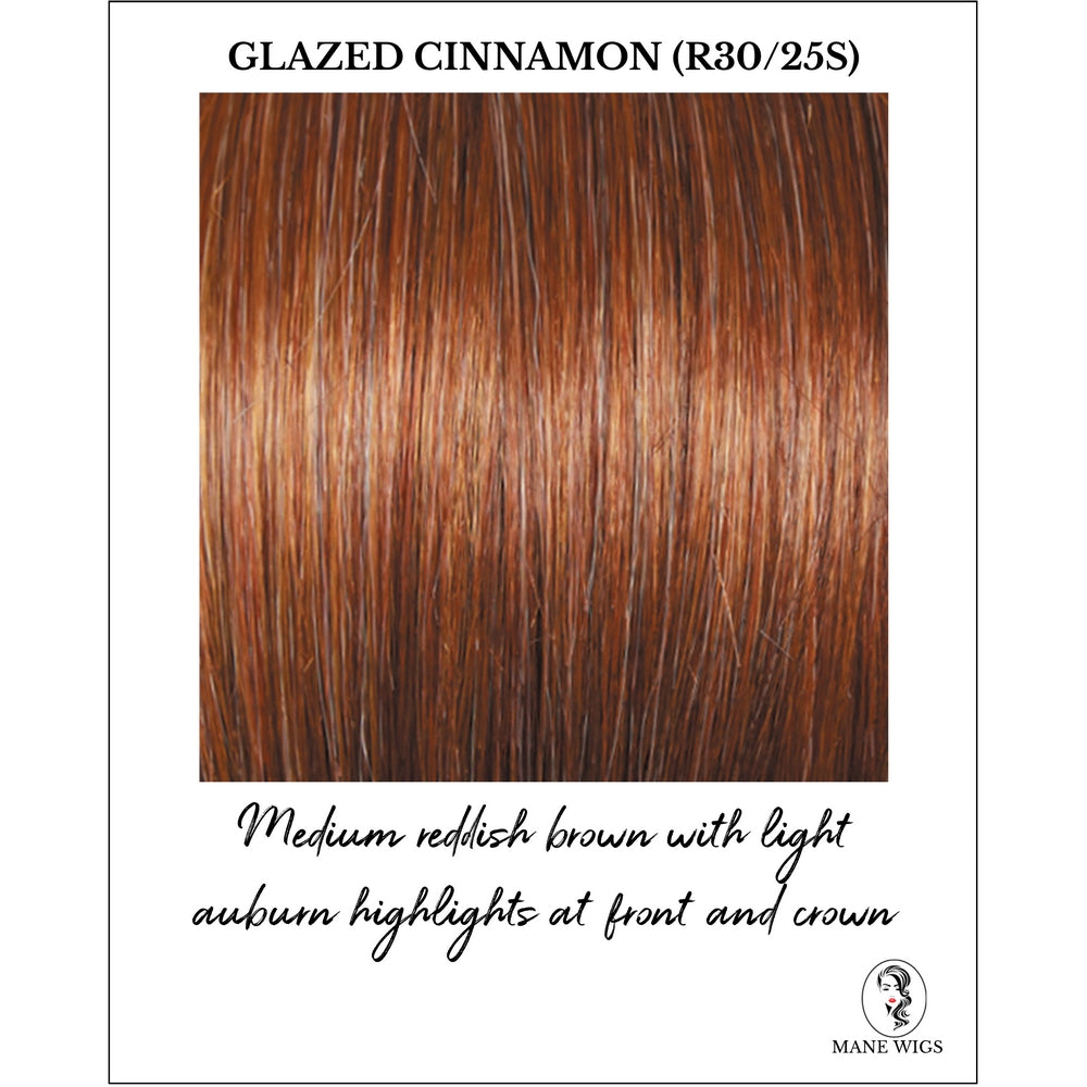 Glazed Cinnamon (R30/25S)-Medium reddish brown with light auburn highlights at front and crown