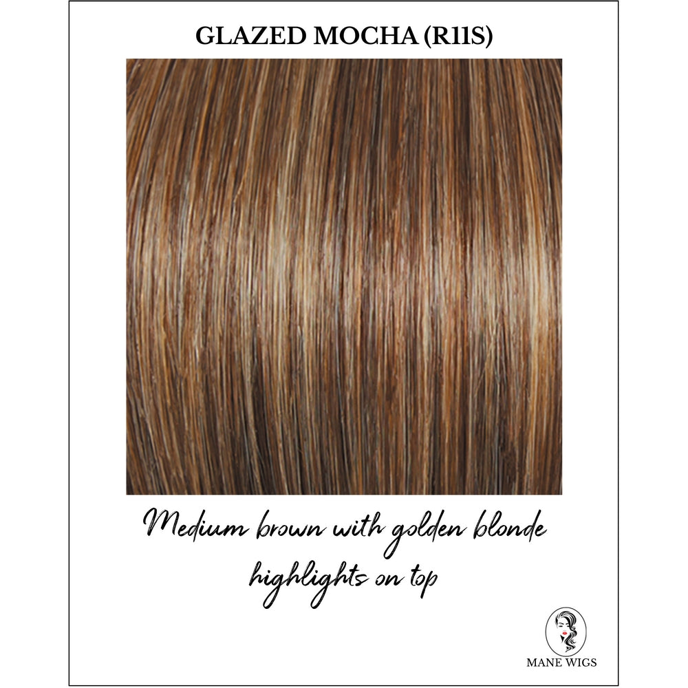 Glazed Mocha (R11S)-Medium brown with golden blonde highlights on top