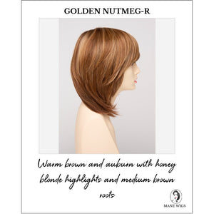 Grace By Envy in Golden Nutmeg-R-Warm brown and auburn with honey blonde highlights and medium brown roots