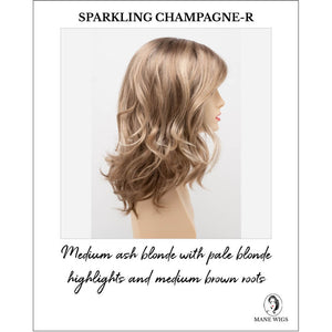 Harmony by Envy in Sparkling Champagne-R-Medium ash blonde with pale blonde highlights and medium brown roots