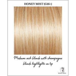 Honey Mist (G16+)-Medium ash blonde with champagne blonde highlights on top